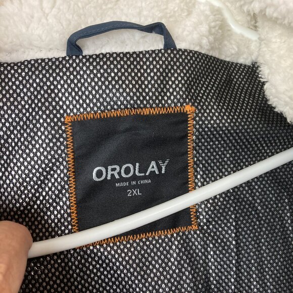 Orolay Womens Plus 2X Thickened Down Hooded Puffer Winter Jacket Navy Blue - Picture 5 of 9